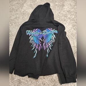 Harley Davidson Zip Up Medium Black Hoodie